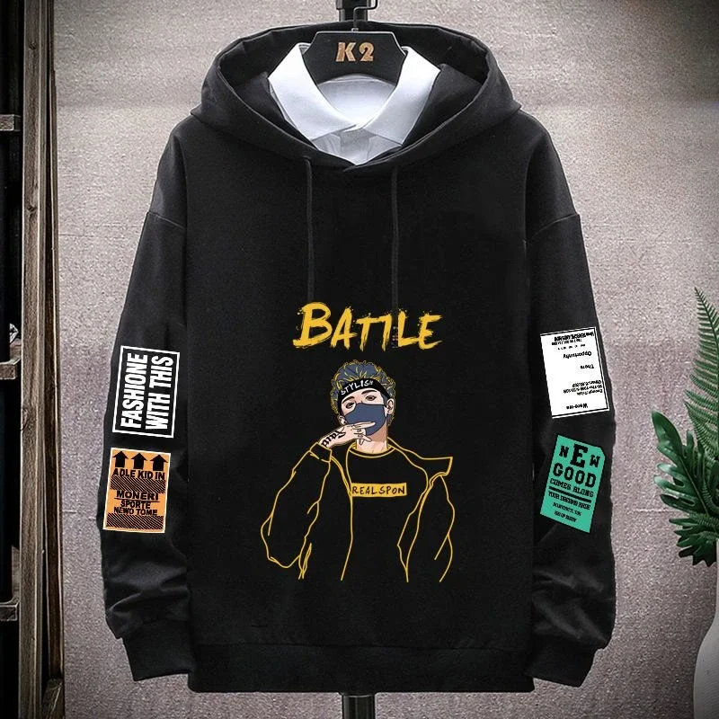 Men\'s Clothing Manga Yellow Sweatshirts for Man Hoodies Anime Hooded Loose Cheap Harajuku Fashion 90s Vintage Autumn Emo Warm