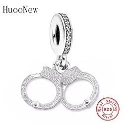 Fit Original Brand Charm Bracelet 925 Sterling Silver Symbol Freedom Handcuffs Mix Zircon Bead For Making Women Berloque DIY
