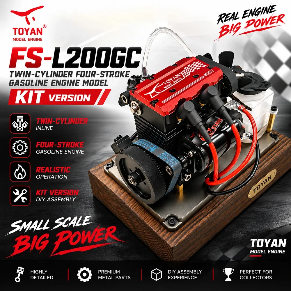 TOYAN FS-L200GC Twin-cylinder Four-stroke Engine Model KIT Desktop Ornament for RC Model Car Modification