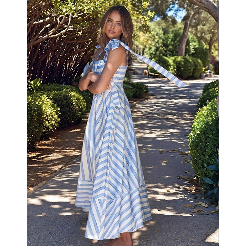 ASDS-Mulher verão floral sem mangas maxi vestido casual alça espaguete em camadas flowy praia vestido longo