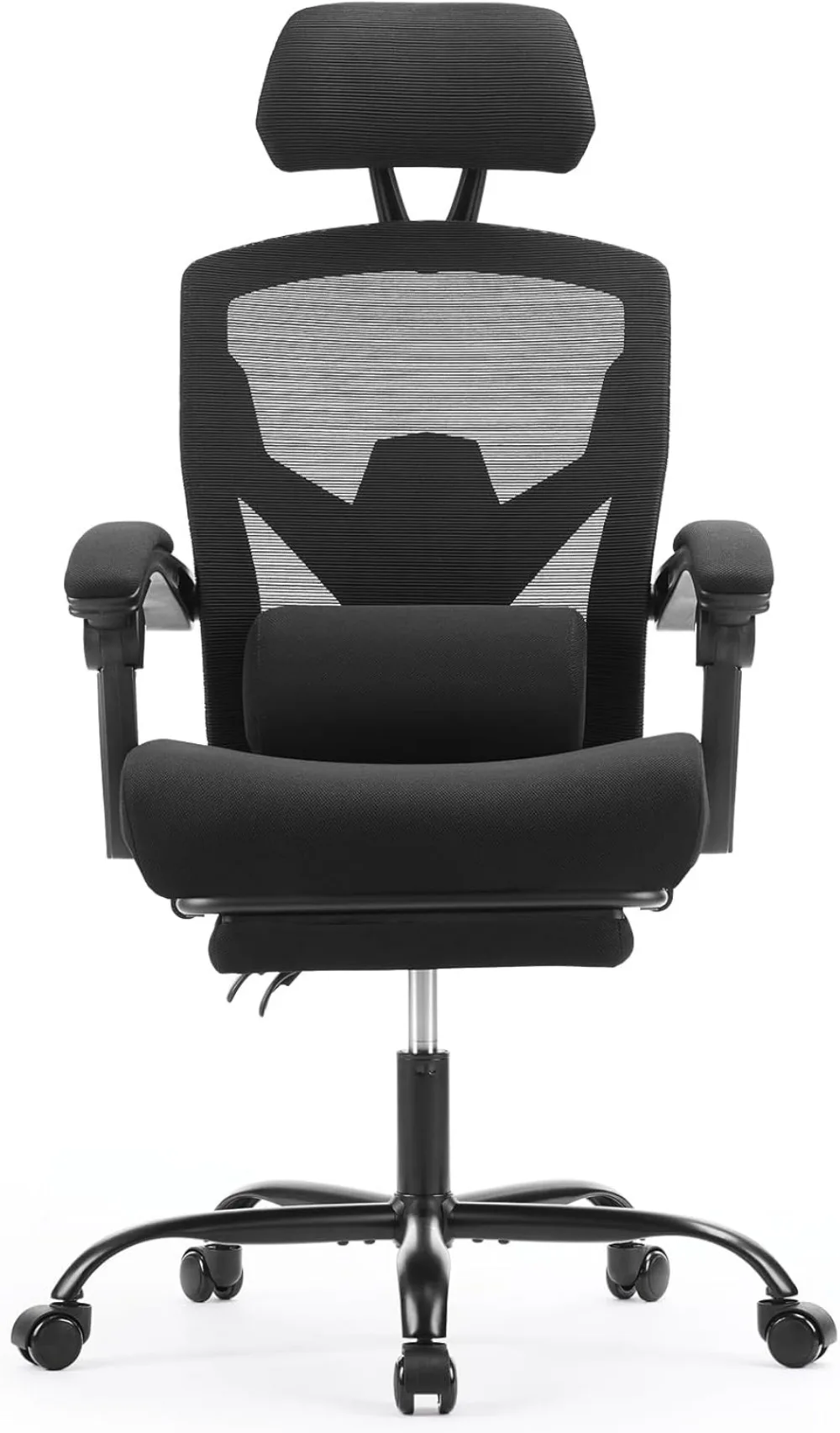 Ergonomic High-Back Mesh Office Chair with Lumbar Support, Swivel Rolling Design for Home and Study, Black