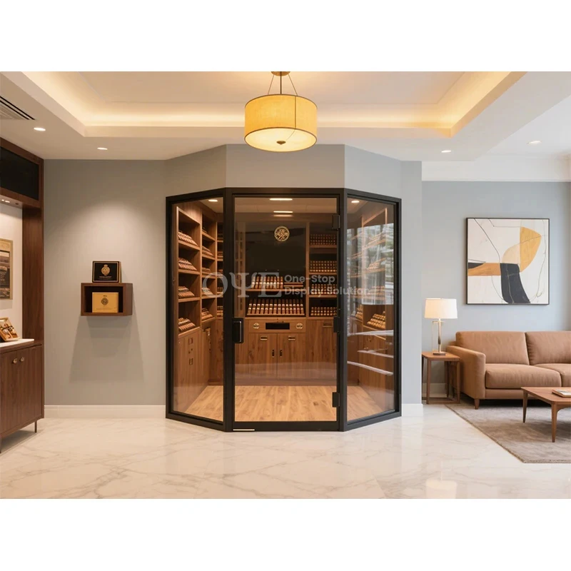 

custom.Spanish Cedar Wood Cigar Cabinet Glass Display showcase Smoke Shop Display Cases Cigar Display