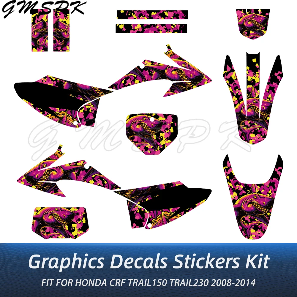 

Glossy/3D Film Graphics Decals Stickers Kit Custom Number Fit for Honda CRF Trail150 Trail230 2008 2009 2010 2011 2012 2013 2014