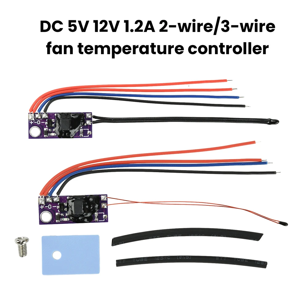 Régulateur de vitesse automatique miniature pour ventilateur 5V 12V 1.2A DC PWM 2 ou 3 fils avec contrôle de température pour routeur et dissipateur de chaleur CPU