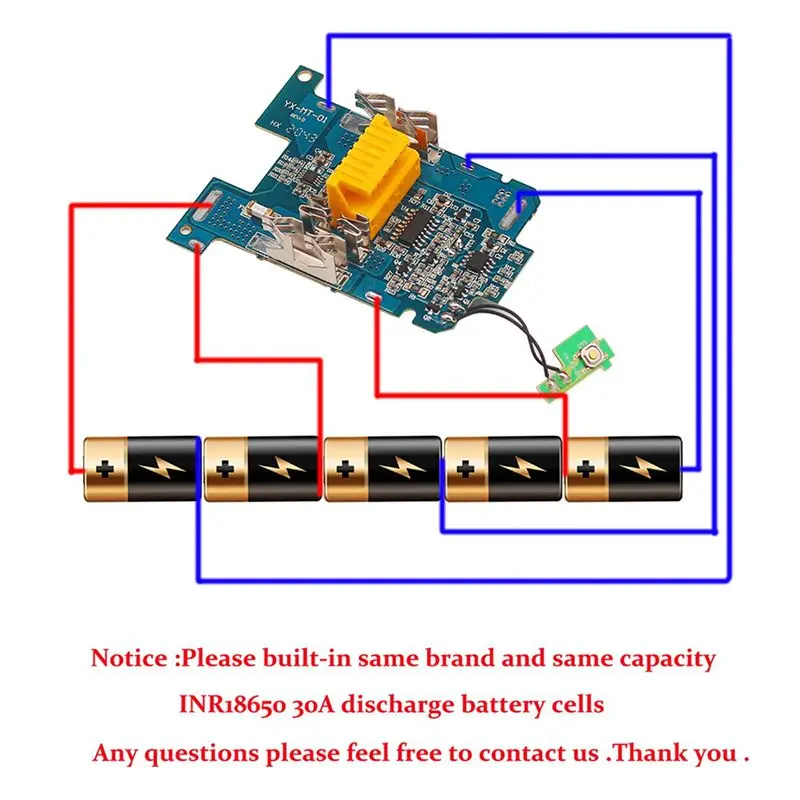 A33T-3X DIY Battery Case Single Cell Protection Detection BMS For 18V Battery BL1830 BL1820 BL1815 BL1860B LXT 400