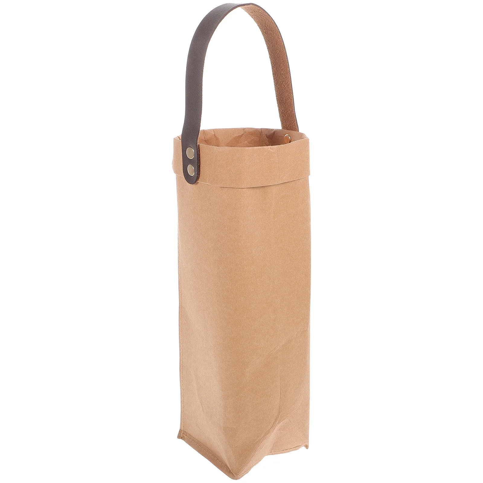

Washable Wine Tote Carrier Bag Kraft Paper Wine Gift Packaging with Comfortable PU Handle Reusable for Bottles and