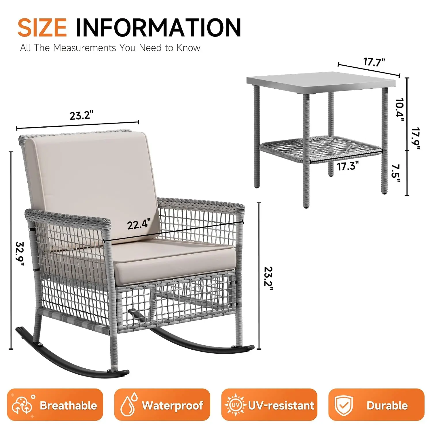 Washable Cushion Covers, Sturdy Wicker Chairs, Matching Table, Comfortable Seating, Outdoor Relaxation