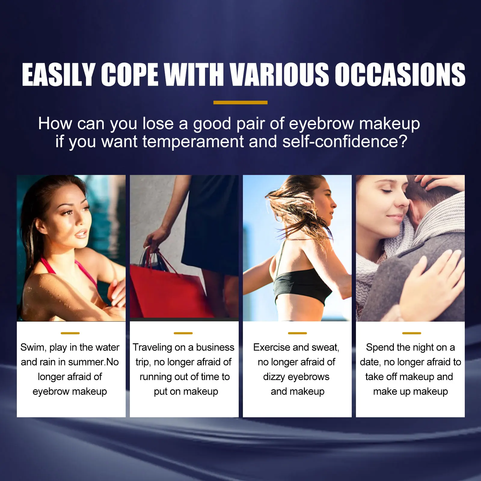 Estereoscópico selvagem sobrancelha pó Kit, maquiagem sobrancelha impermeável conjunto com selo, duradouro, à prova de manchas, fácil de usar