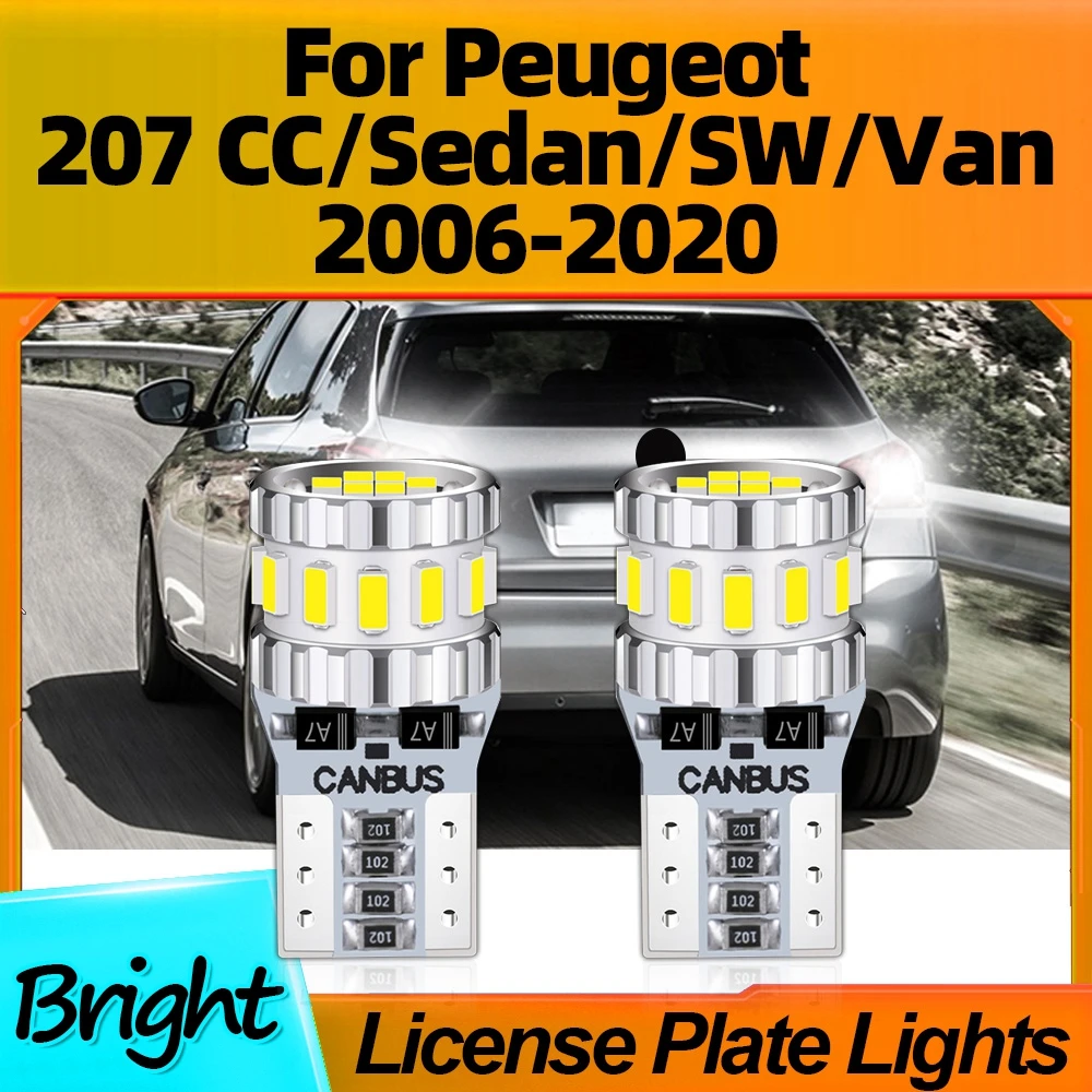 

2Pcs T10 W5W Car Lamps LED License Plate Light Canbus For Peugeot 207 CC/Sedan/SW/Van 2006 2007 2008 2009 2010 2011 2012 13-2020