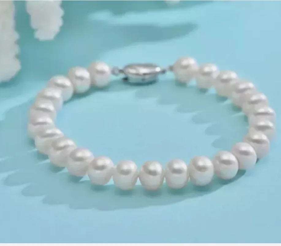 Customized Jewelry AAA 10-11mm White South Sea Pearl Bracelet 925 Silver 7.5-8 inch