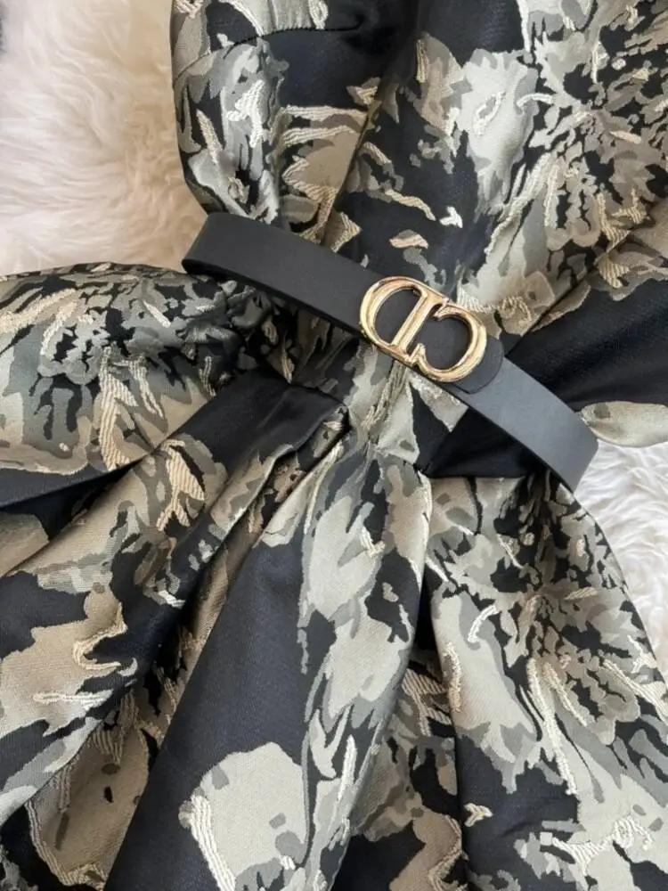 Französisch Schwarz Gedruckt Lange Kleid Frauen Sommer Retro Square Neck Schlank A-linie Blumen Kleider Damen Ärmellose Hohe Taille Lange Robe