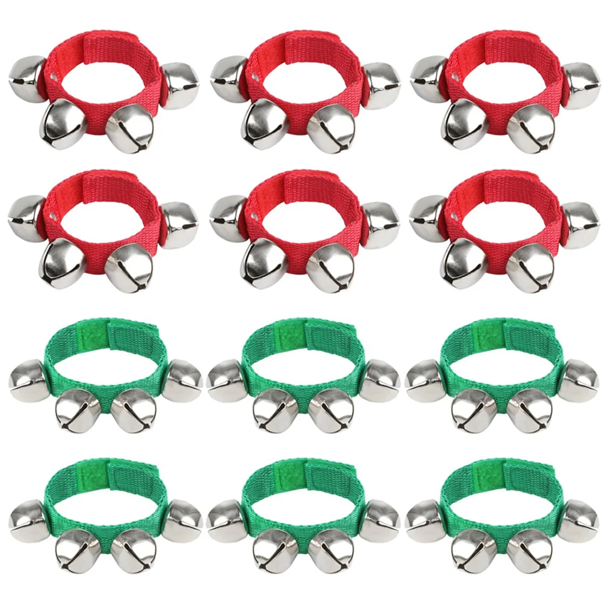 12 Pcs Wrist Band Bells Bracelets Jingle Bells Musical Ankle Bells Rhythm Instrument for Kids Christmas Party Favors-A