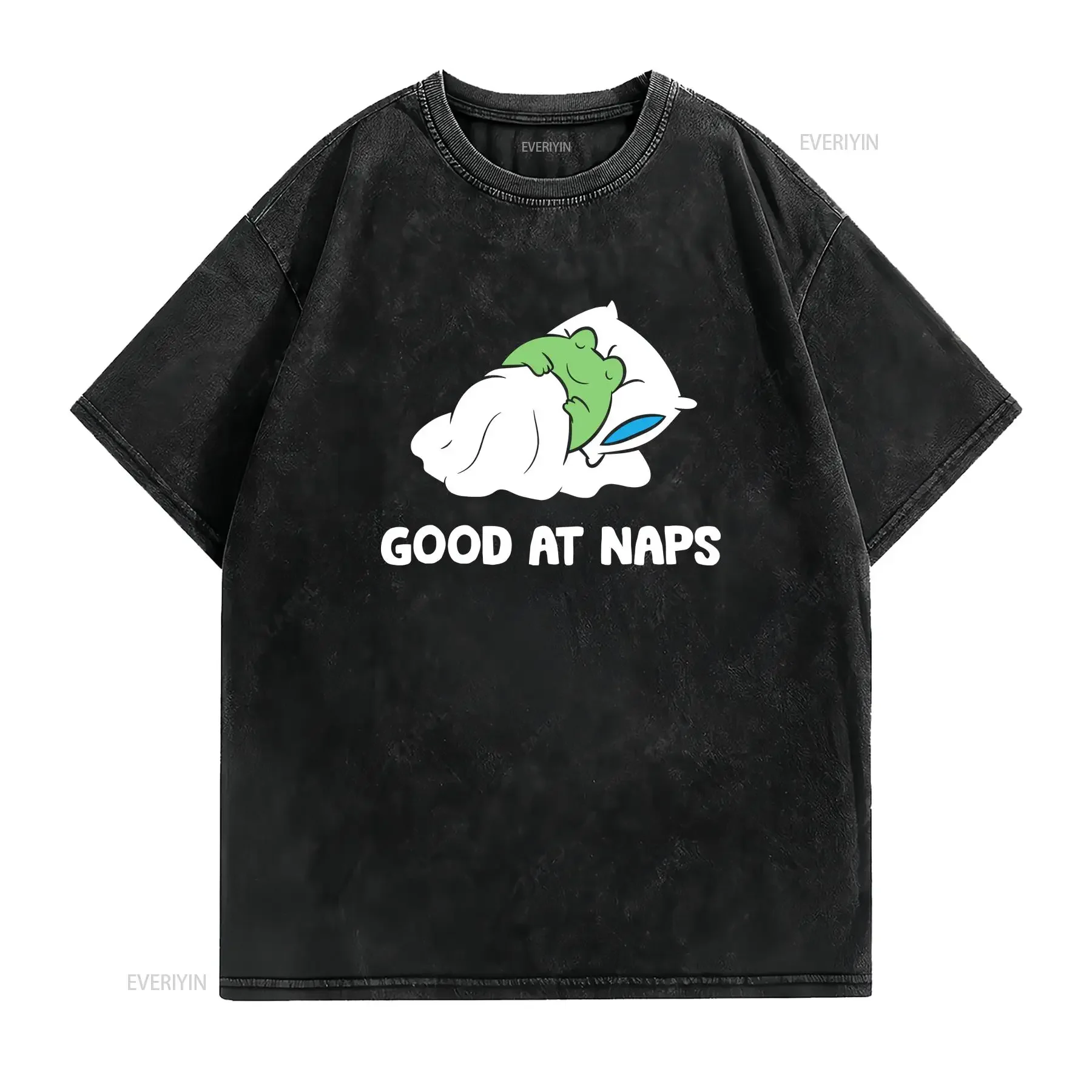 Sleeping Frog Good At Naps Napping Pajama T Shirt  vintage Washed Soft streetwear designer clothes Unisex Stretched graphic