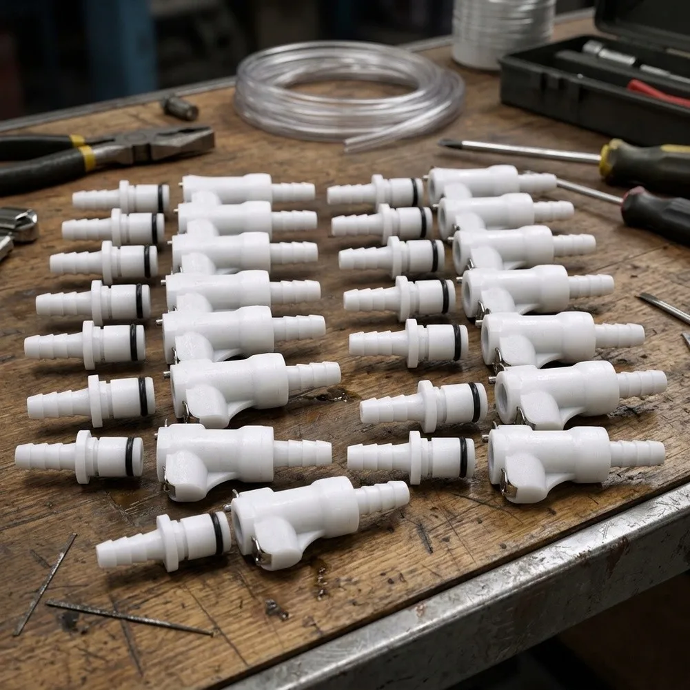 5 Pair 1/4 Inch Quick Disconnect Couplers with Automatic Shut Off Valves for Fluid Systems Requiring Clean Line Breaks