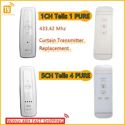 5PCS Universal Curtain Remote Control 433.42mhz Rolling Code 5 Channel Curtain Remote Control Replacement for Curtain