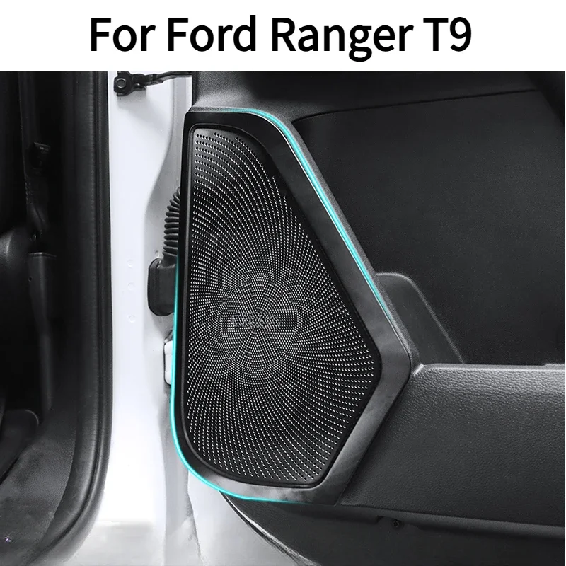 Car Audio Speaker Cover Door Speaker Cover Loudspeaker Frame Horn Trim For Ford Ranger T9 2023 2024 4PCS Interior Accessories