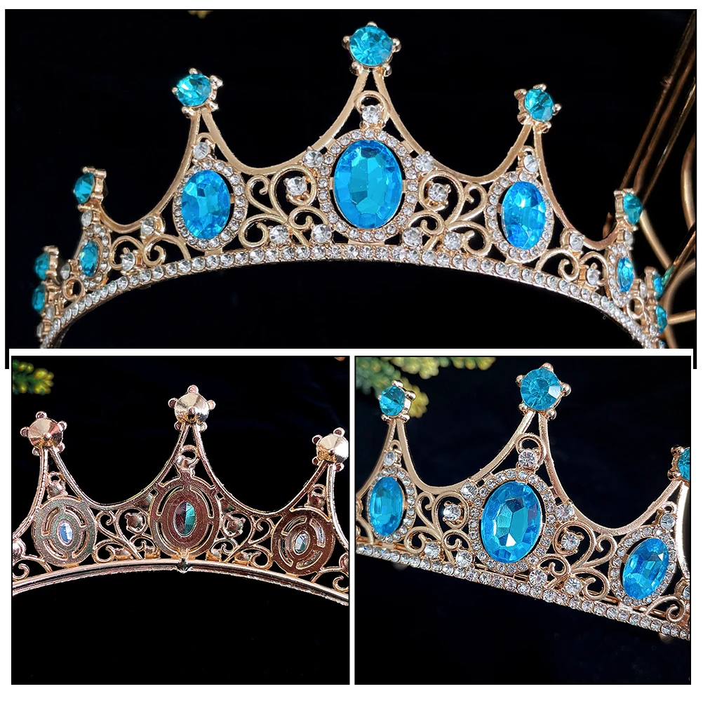 

Crystal Diamond Golden Acrylic Tiaras Bridal Crown Hair Accessories Banquets Headdress Women Child Rhinestone Crowns Vintage