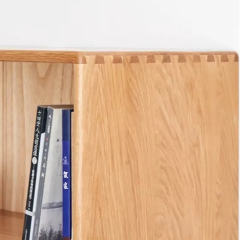 All solid wood bookcase Modern simple shelf Oak bookshelf Study room against the wall Combination cabinet storage