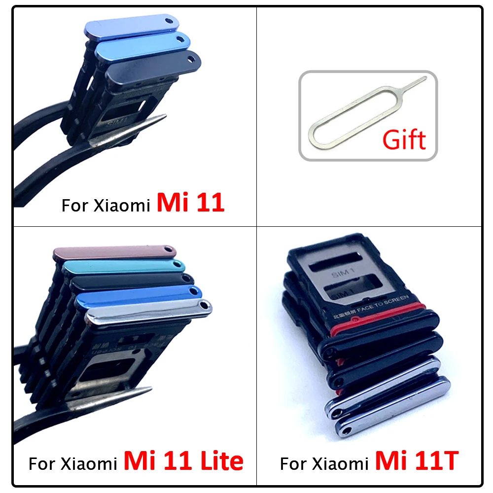 SIM Card Tray Chip Drawer Slot Holder Adapter Socket Replacement Part For Xiaomi Mi 11T 11 Lite +  Pin