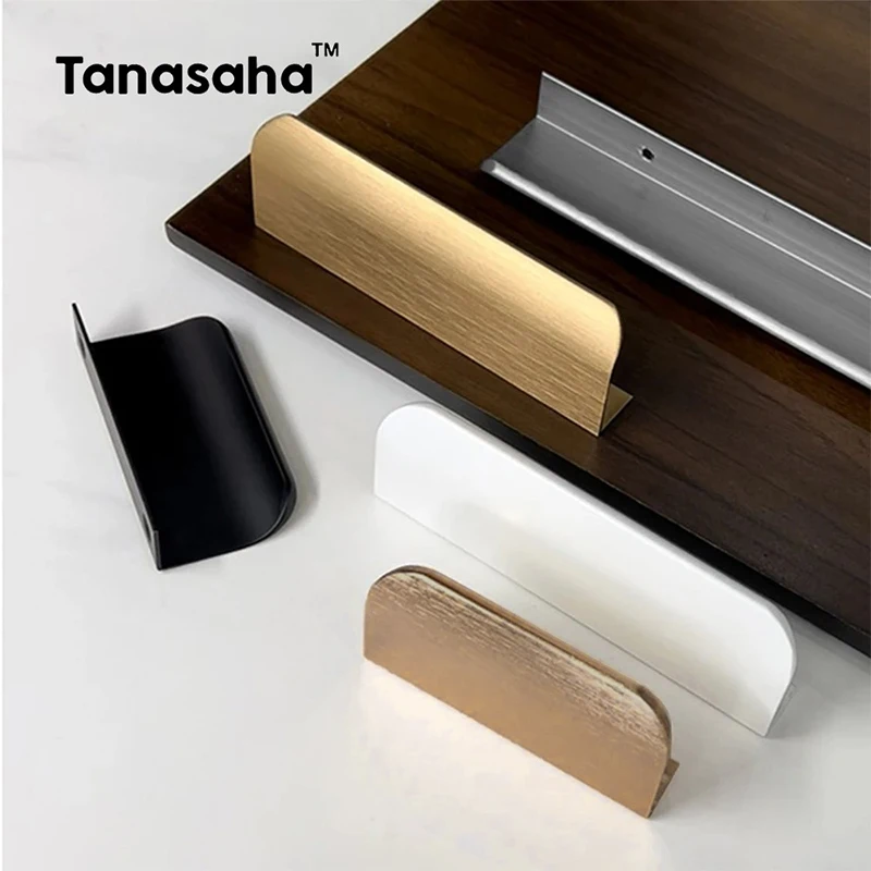 Armoire cachée tire boutons de tiroir poignées de porte de chambre à coucher en alliage d'aluminium cuisine placard porte tire poignée de meuble matériel