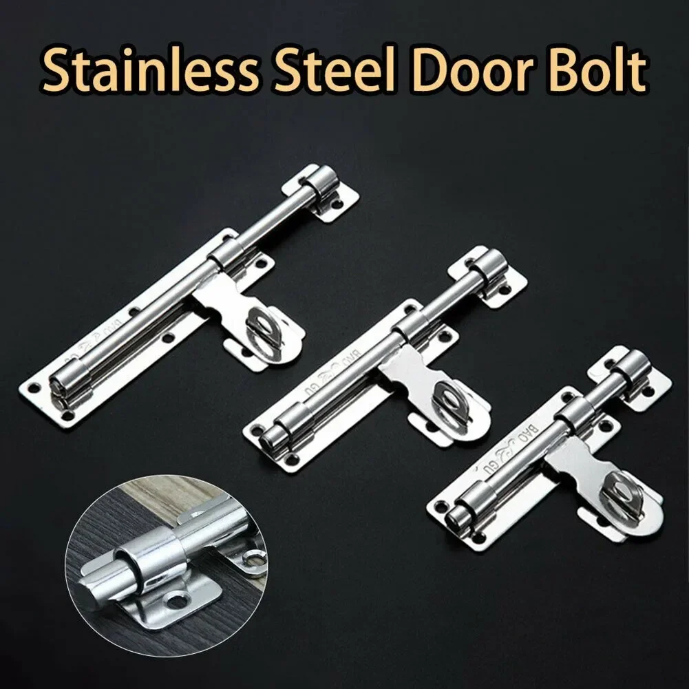 4/8inch Stainless Steel Slide Bolt Lock Gate Latch For Gates Fences Garage Shed Doors For Home Hardware Gate Safety Door Bolt