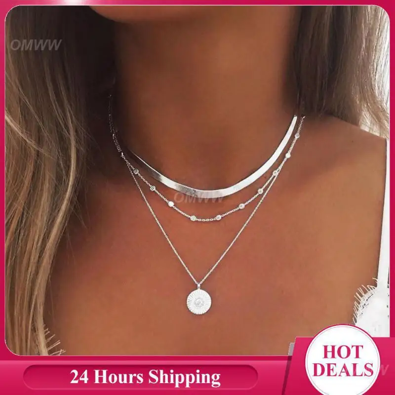 Clavicle Chain Not Easy To Fade 40-45cm Pendant Multi Layered Necklace Necklace Lady Simple Fashion About 15g Prime Chain Alloy