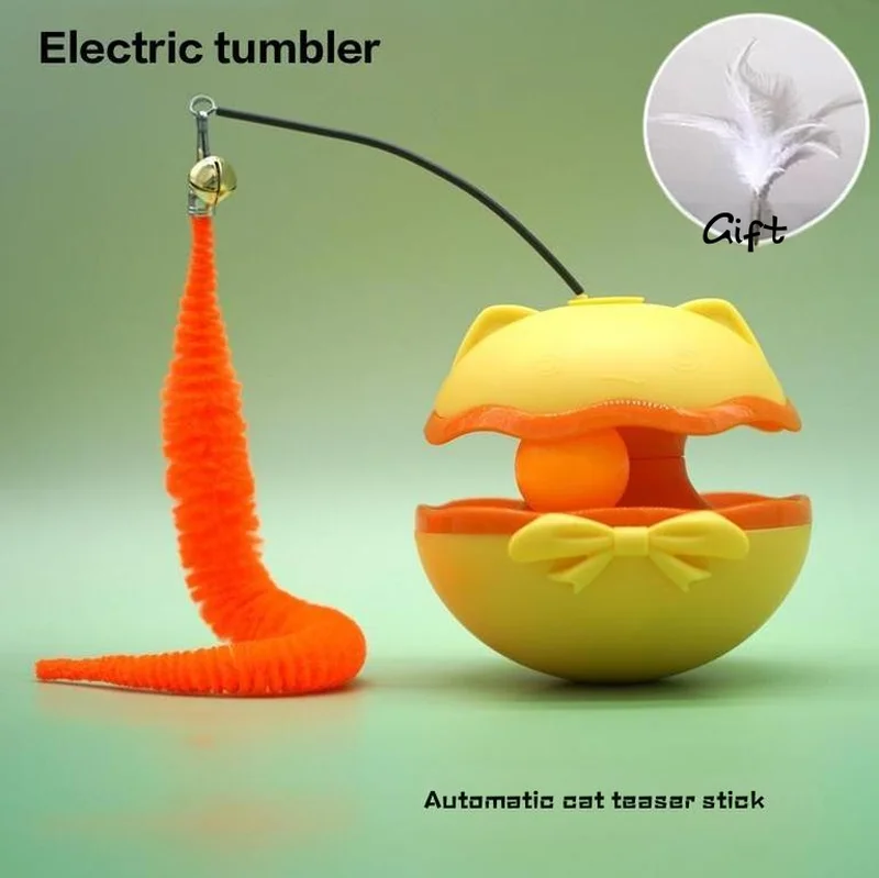 

The TH store Interactive Cat Toy Cat Sports Roller Electric Tumbler Indoor Cat Toy Cat Teasing Feather Stick Cat Pet Supplies