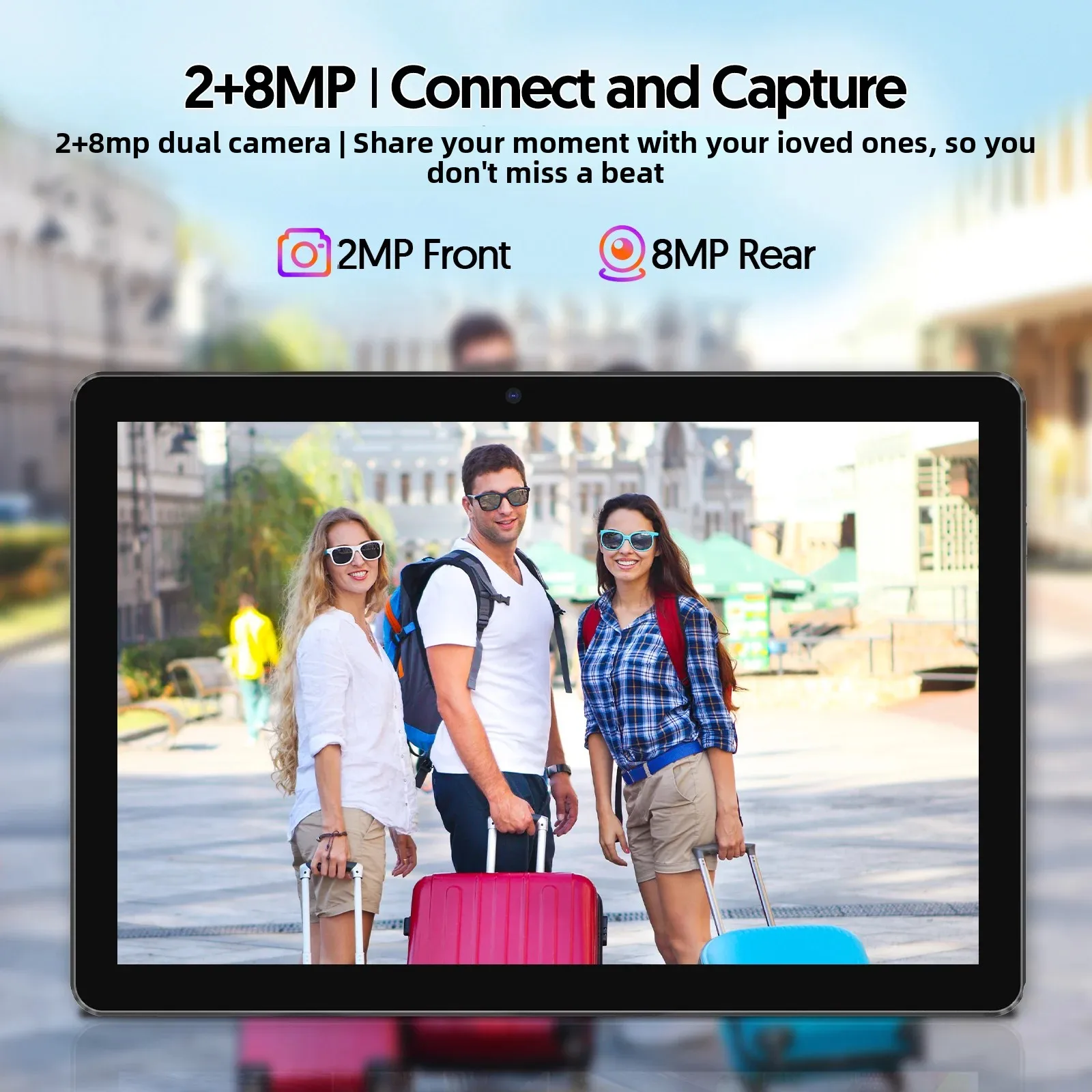 Nueva tableta BAKEN Android 15 de 10 pulgadas con almacenamiento de 64 GB, teclado, funda de cuero, ranura para tarjeta SIM, lápiz óptico, ratón y altavoces duales