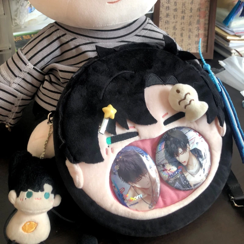 Anime jogo luz e noite osborn kawaii rosto cosplay lolita menina engraçado macio pelúcia itbag mochila carteira decoração fãs presente