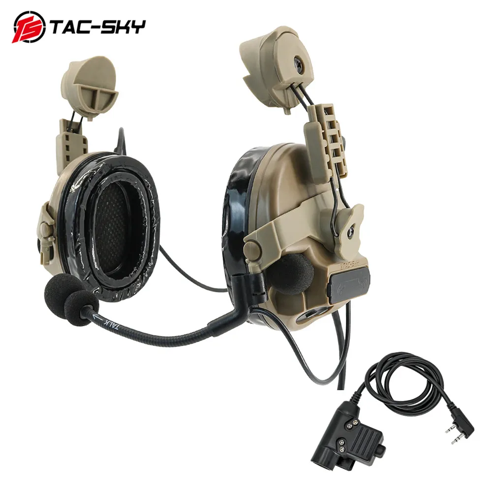 TAC-SKY Tactical Headset TSC3 ARC Rail FAST Series Helmet Hearing Protection Airsoft Shooting Headphone with U94 PTT