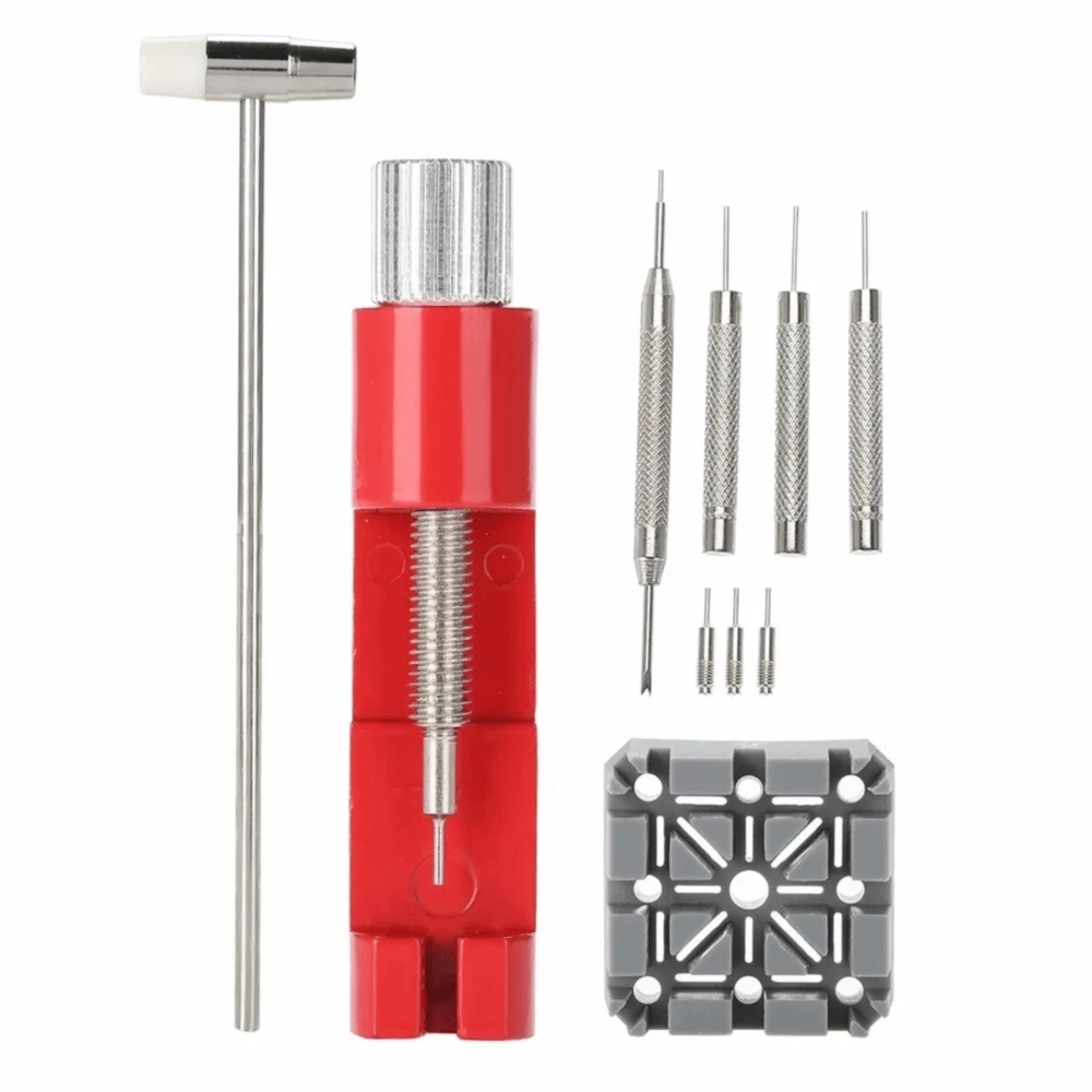 

10Pcs Professional Steel Watch Repair Tool Set Red Various Combinations Strap Link Holder Wristwatch Kit Strap Removal