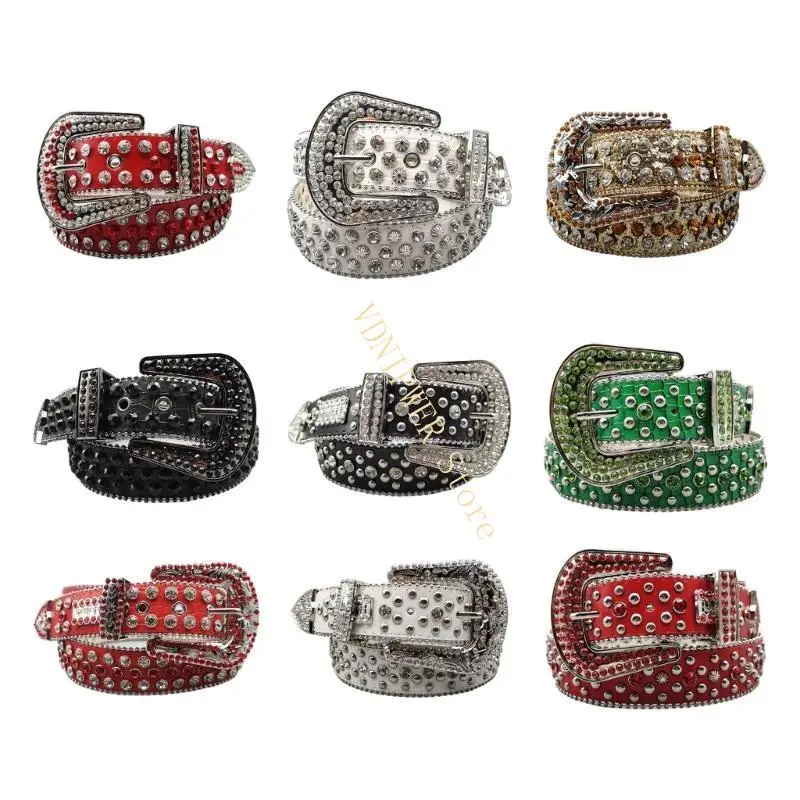 SHINNING Sabuk pinggang untuk jeans sabuk yang dapat disesuaikan untuk wanita koboi cowgirl remaja jeans jeans rok