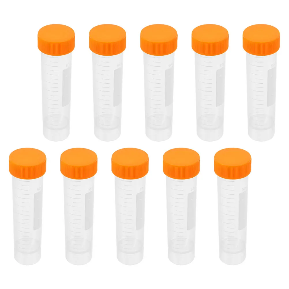 

10pcs 50ml Cap Test Tubes Plastic Test Tube 50Ml Storage Small Vials Scientific Experiments Clear Tube