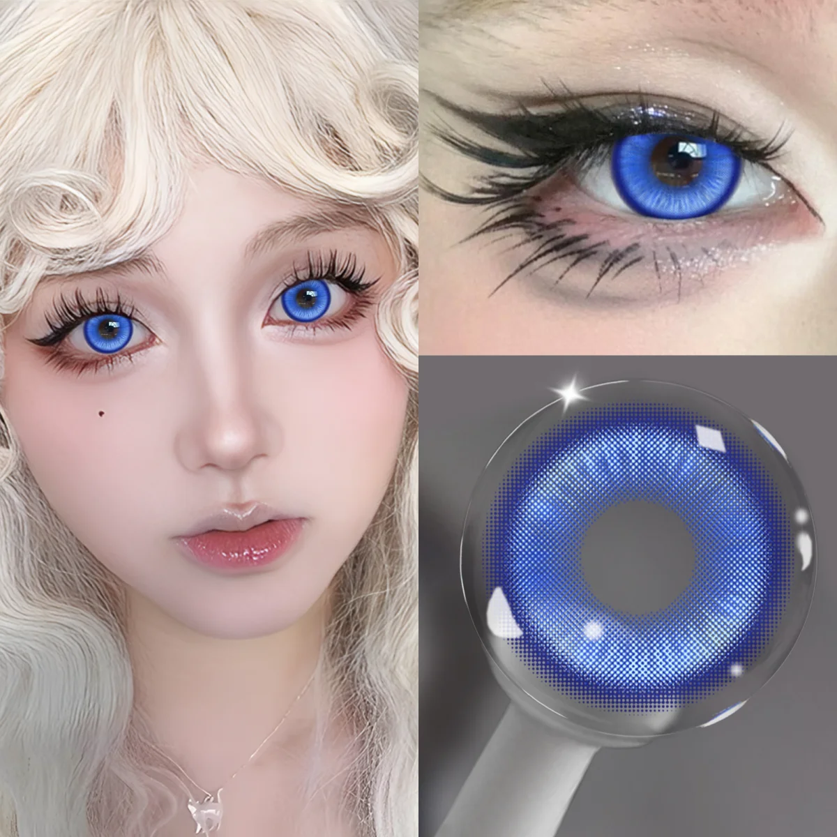 VISUASHOW Anime Cosplay Colored Contact Lenses Magic Pop Blue Cos Lenses Half Yearly Use Red Contacts Lens for Eye Beauty Makeup