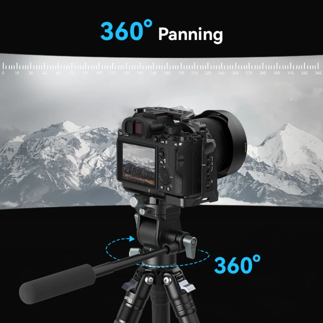 SmallRig Video Tripod Head Vertical/Horizontal Switch Shooting Tripod Head Load Up To 5kg With Removable Telescopic Handle -4104