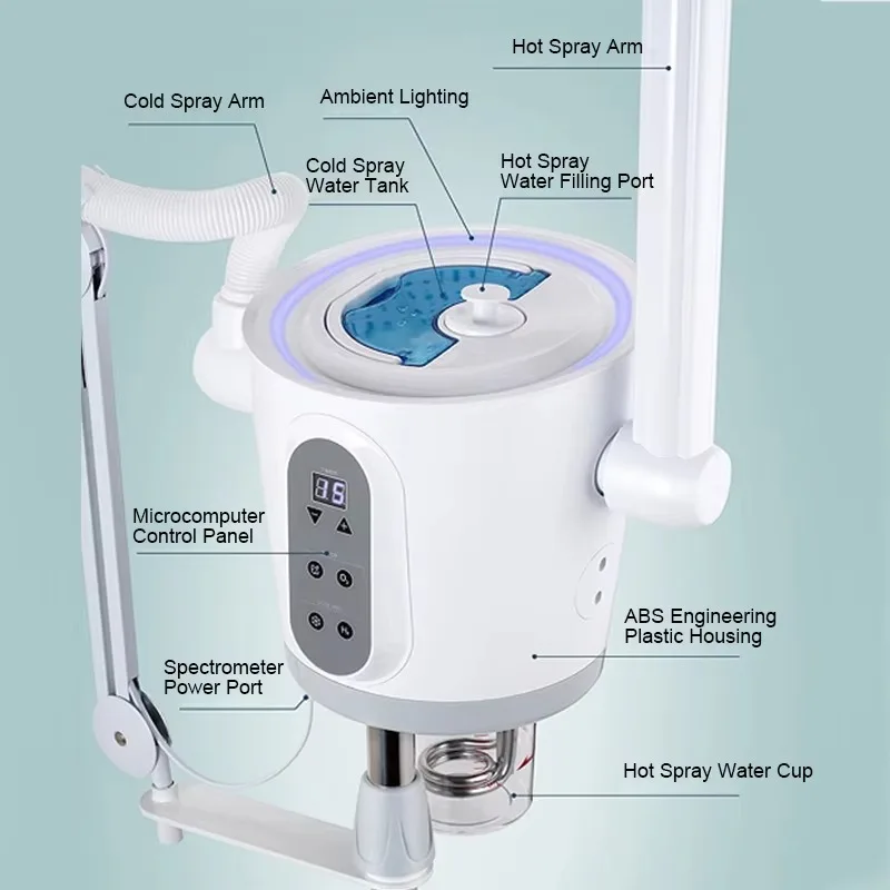 Professional 3 in 1 Facial Steamer Deep Cleansing Ozone Red Light Therapy Sprayer Salon Spa Home Beauty Equipment
