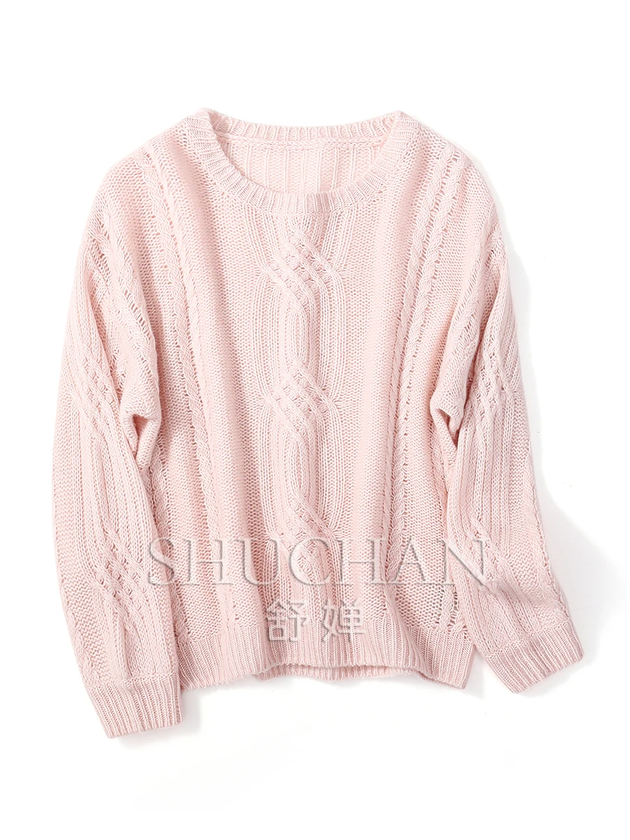 

French Design! 100 Cashmere Sweater Women's Round Neck Knitted Warm Sweater Women Sueters De Mujer