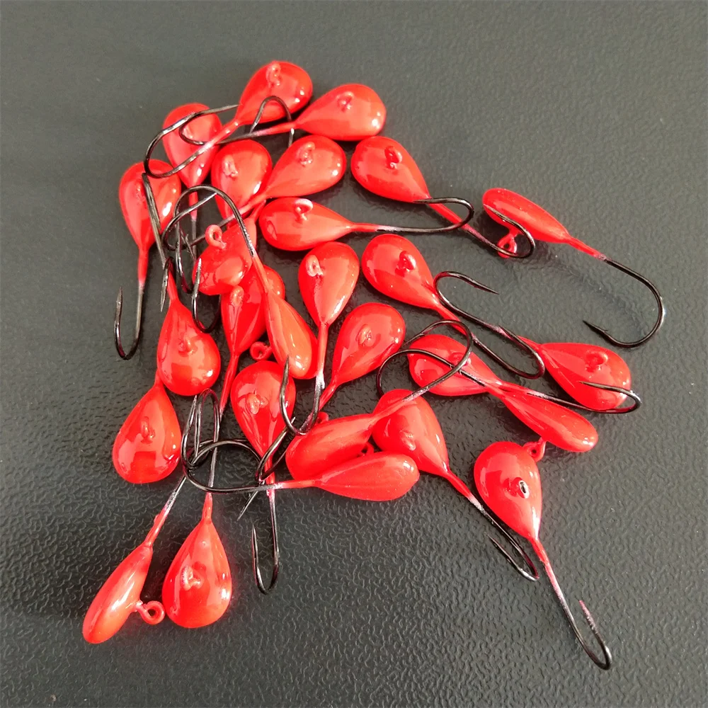 30pcs 0.5g 0.7g 1.1g black red yellow AJING Soft Lure Rockfish Fishing Hooks Finesse Jig Head Hook For Ultralight AJING Worm