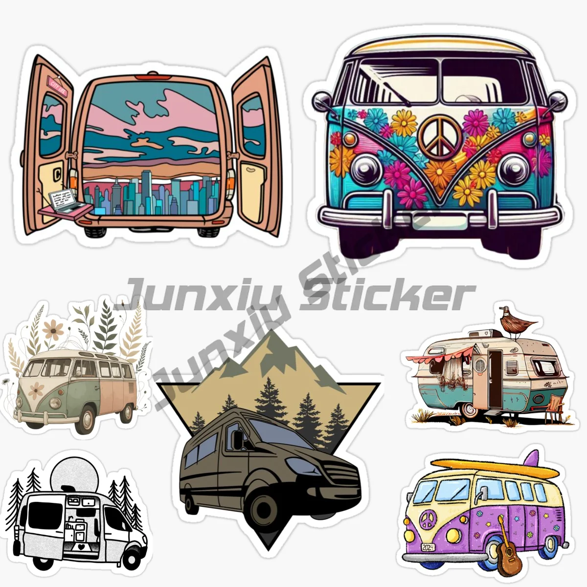 

VAN LIFE ADVENTURE HAPPY CAMPER Car Sticker Accessories Car Styling Cover Scratches Vinyl Waterproof Self-adhesive Decal