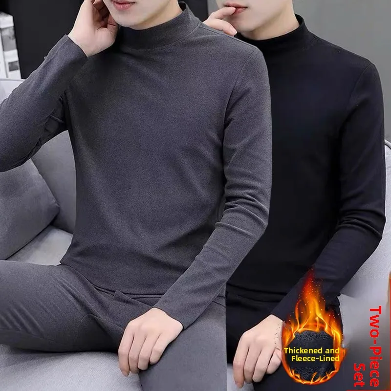 Men's Thermal Underwear Set Self-Heating Double-Sided Fleece-Lined Thickened Base Layer Suit Autumn Winter Warm Clothes