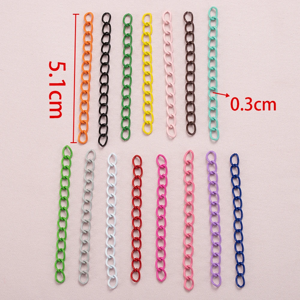 30pcs/lot Colourful Necklace 5.1cm Extension Chain Bulk Bracelet Extended Chain Tail Extender For DIY Jewelry Making Supplie