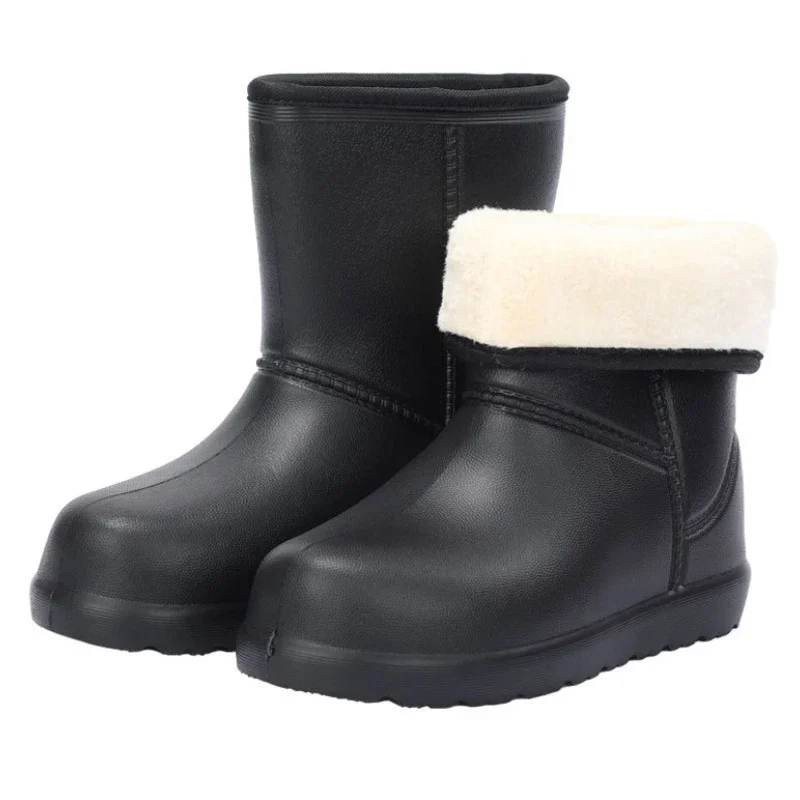 Stivali da pioggia EVA peluche scarpe da pioggia calde per donna stivali da neve antiscivolo leggeri con scarpe impermeabili in cotone scarpe in