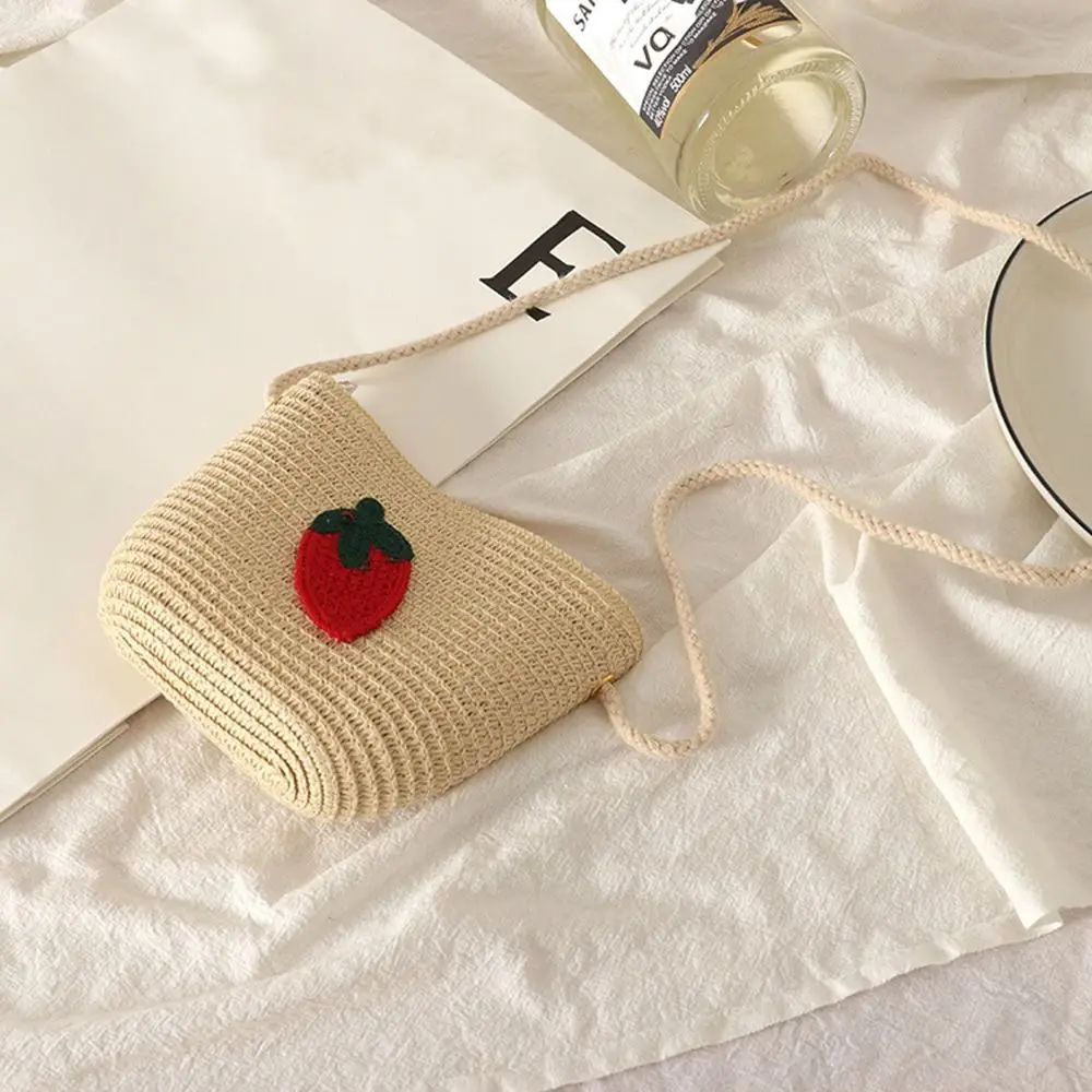 

Fashion Straw Children's Straw Beach Bag Casual Cute Shoulder Bag Heart Pattern Crossbody Bag Kids