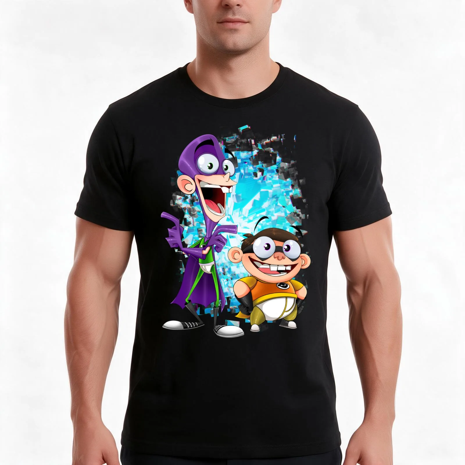 Fanboy and Chum Chum T-Shirt Summer Casual Cotton Tee Oversized Streetwear Tops Vintage Graphic Print Loose Fit Short Sleeve