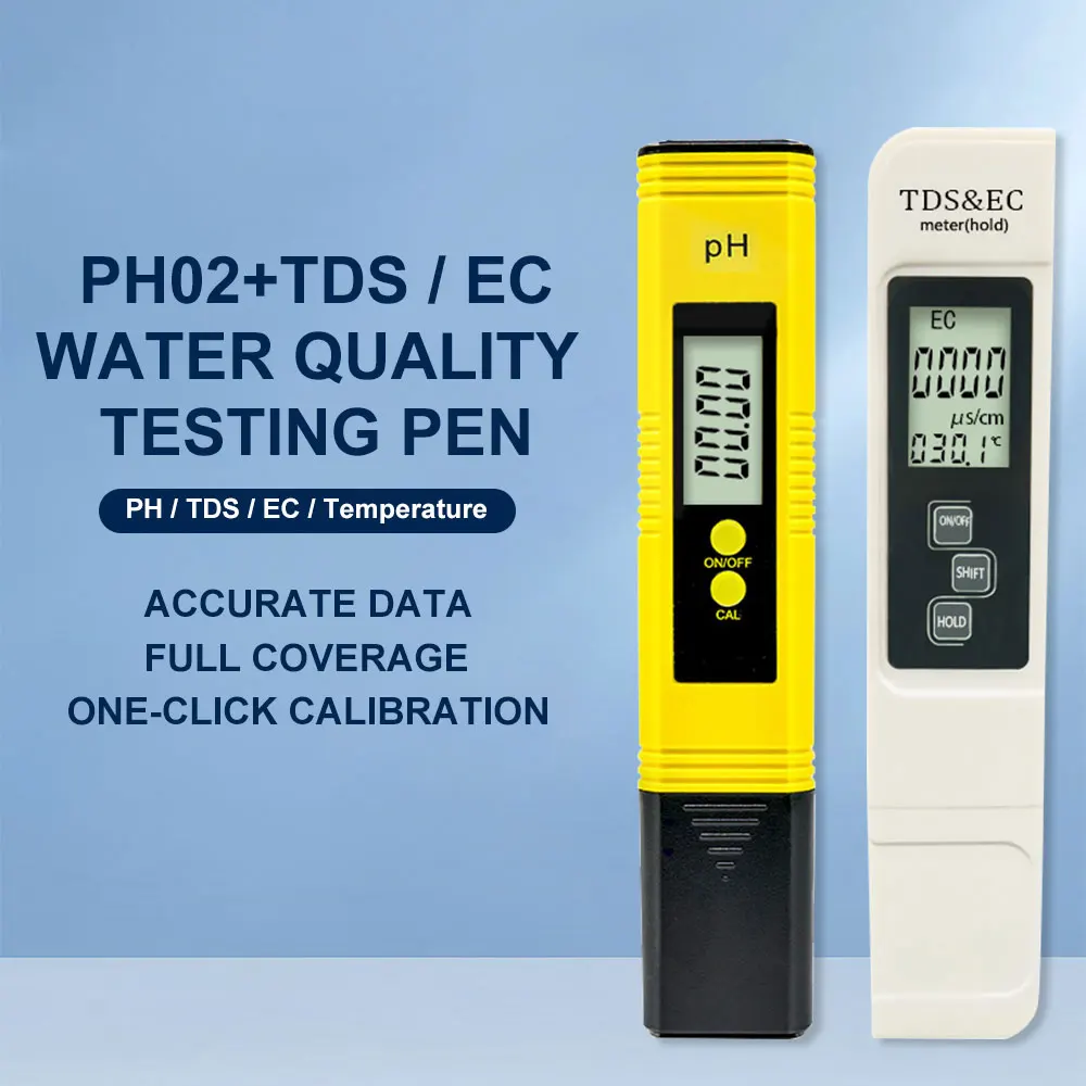

Цифровой измеритель TDS/EC для воды (диапазон 0-9990) - Многофункциональный детектор PPM/температуры/чистоты воды в виде ручки с белым ЖК-дисплеем