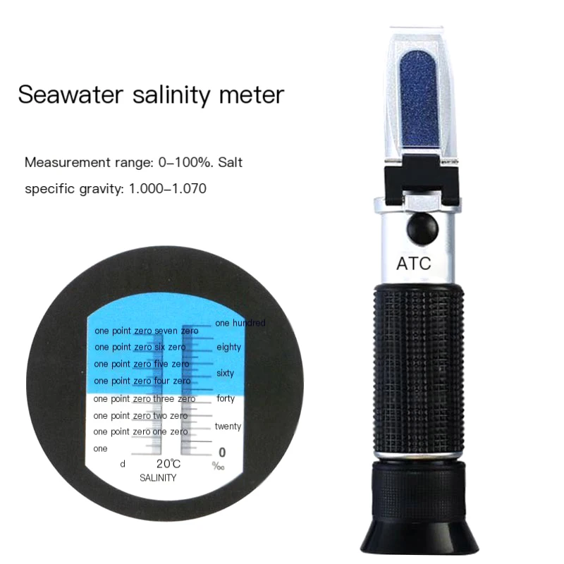 Refractómetro de salinidad de acuario 2 en 1, probador de sal de acuario 0-100% y 1.000-1.070, salinómetro de agua de mar