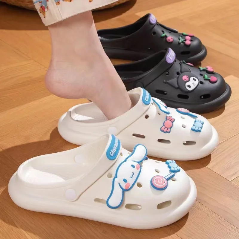 Women Cute Slides Summer Outdoor Sandals Non Slip Cloud Kuromi Hole Shoes Fashion Design Hello Kitty Slippers