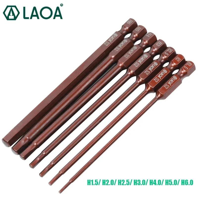 LAOA S2 Hexagon Screwdriver Bits Electric Screwdriver Bits Extended Hex Screwdriver Head H1.5 H2.0 H2.5 H3.0 H4.0 H5.0 H6.0