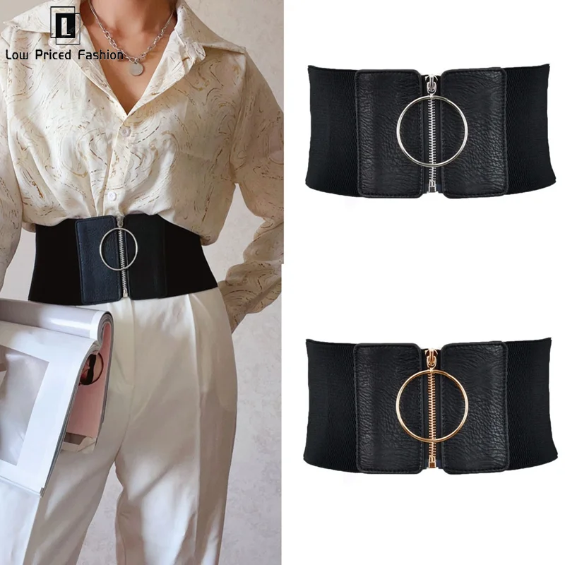 

Plus Size Corset Belt Wide Stretch Cummerbunds Big Elastic Designer Belts For Women High Quality Waist Punk Dress Waistband