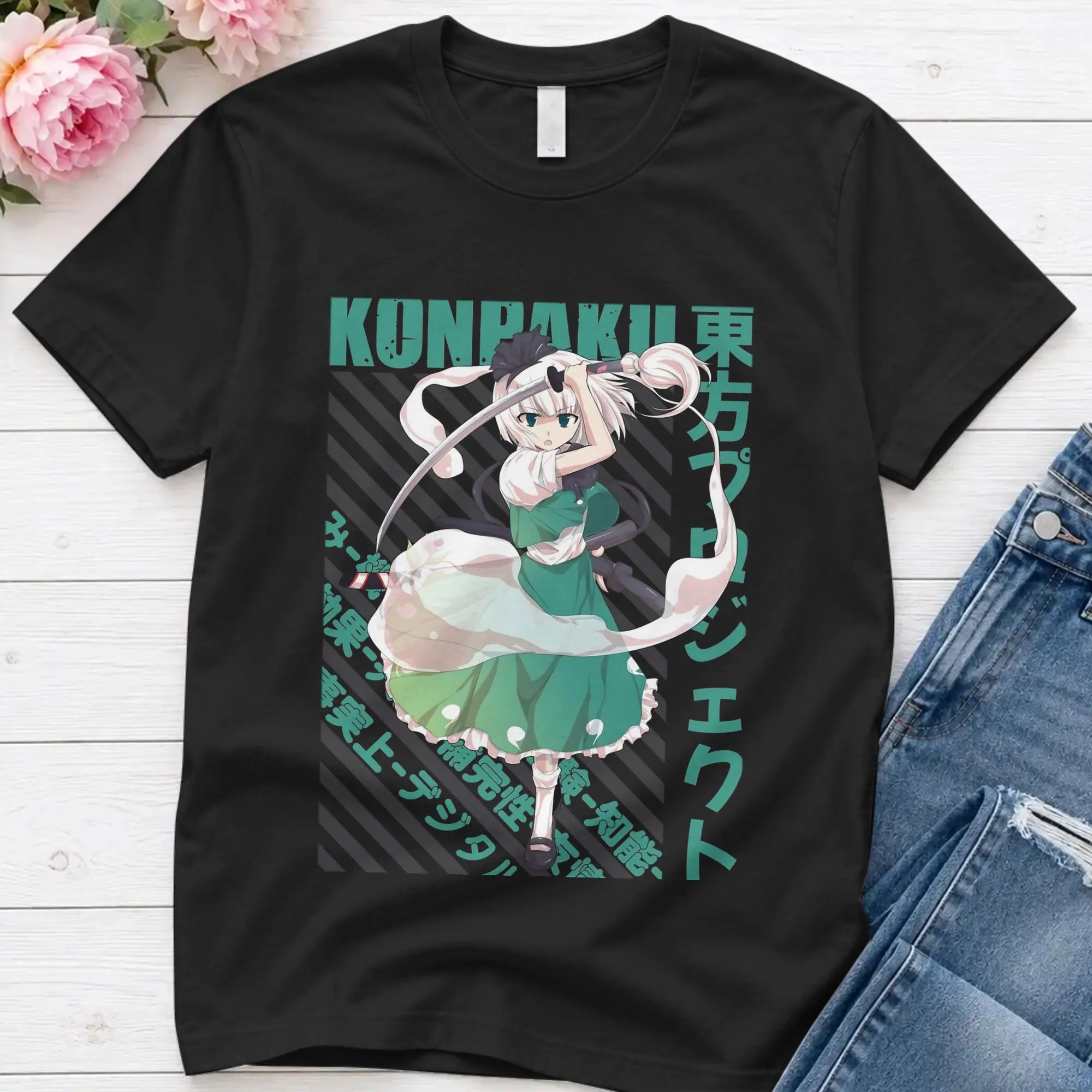 Novelty Touhou Project  Youmu Konpaku  T-Shirts Men Crewneck Pure Cotton T Shirt  Short Sleeve Tee Shirt New Arrival Tops
